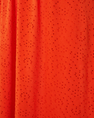 Shirred Eyelet Midi Dress