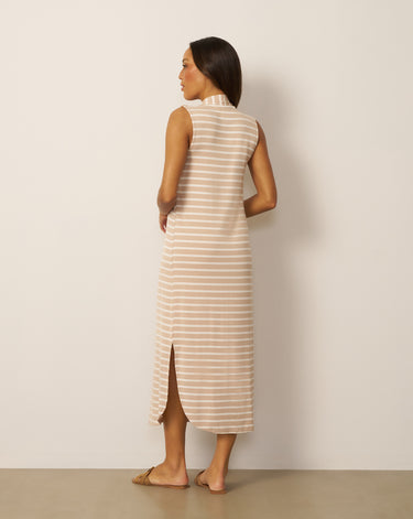 Invert Pleat Stripe Maxi Dress
