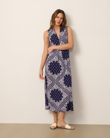 Invert Pleat Printed Maxi Dress