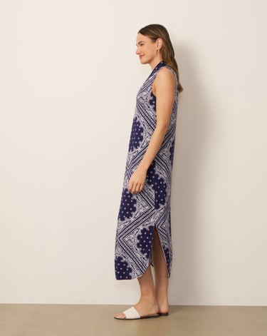Invert Pleat Printed Maxi Dress