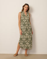 Invert Pleat Printed Maxi Dress