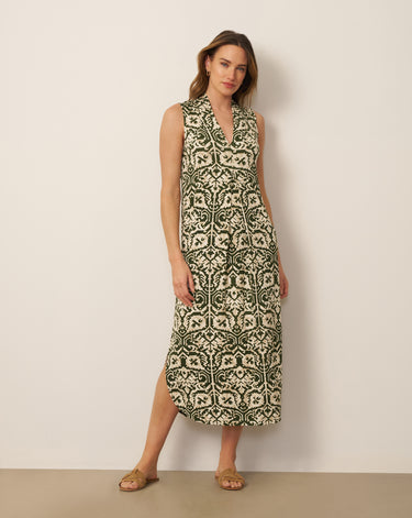 Invert Pleat Printed Maxi Dress
