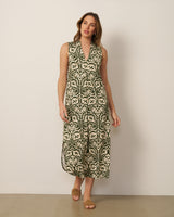Invert Pleat Printed Maxi Dress