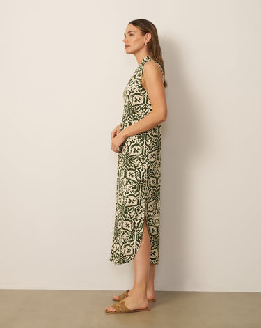 Invert Pleat Printed Maxi Dress