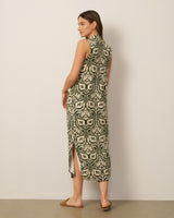 Invert Pleat Printed Maxi Dress