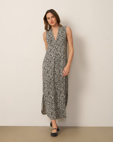 Invert Pleat Printed Maxi Dress