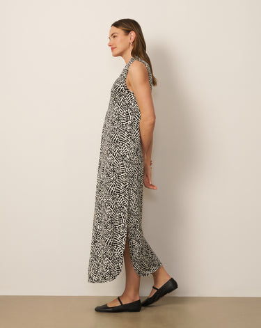 Invert Pleat Printed Maxi Dress