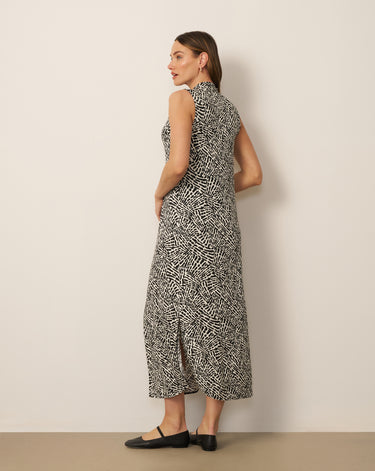 Invert Pleat Printed Maxi Dress
