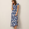 Lace Up V Neck Printed Maxi Dress