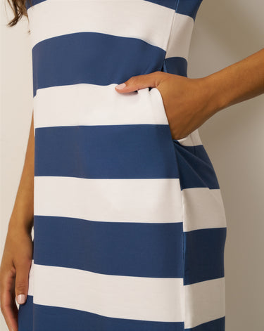 Striped Polo Collar Mini Dress