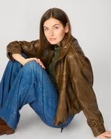 Unstructured Vegan Leather Bomber