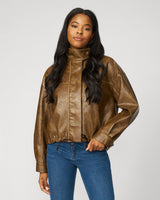 Unstructured Vegan Leather Bomber