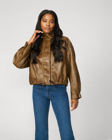 Unstructured Vegan Leather Bomber