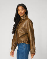 Unstructured Vegan Leather Bomber