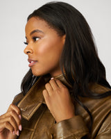 Unstructured Vegan Leather Bomber