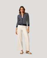 Stripe Pointelle Button Cardigan