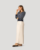 Stripe Pointelle Button Cardigan