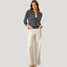 Stripe Pointelle Button Cardigan