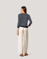 Stripe Pointelle Button Cardigan