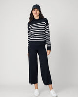 Funnel Neck Stripe Sweater & Wide Leg Pant Set