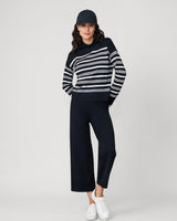 Funnel Neck Stripe Sweater & Wide Leg Pant Set