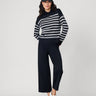 Funnel Neck Stripe Sweater & Wide Leg Pant Set