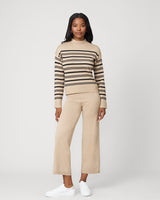 Funnel Neck Stripe Sweater & Wide Leg Pant Set