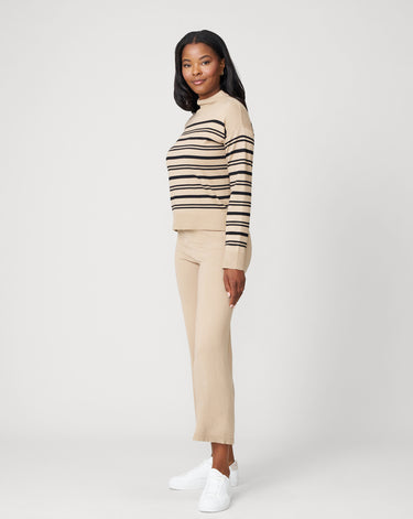 Funnel Neck Stripe Sweater & Wide Leg Pant Set