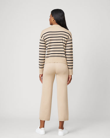 Funnel Neck Stripe Sweater & Wide Leg Pant Set
