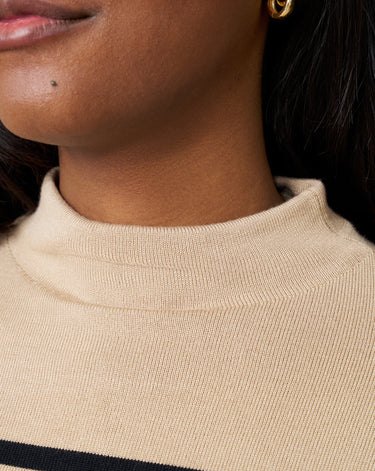 Funnel Neck Stripe Sweater & Wide Leg Pant Set