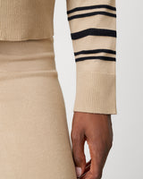 Funnel Neck Stripe Sweater & Wide Leg Pant Set