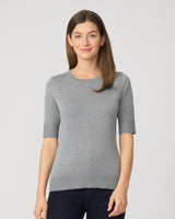 Elbow Sleeve Crewneck Sweater Heather Gray