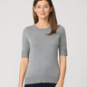 Elbow Sleeve Crewneck Sweater Heather Gray