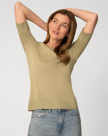 Elbow Sleeve Crewneck Sweater