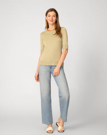 Elbow Sleeve Crewneck Sweater