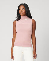 Illusion Neck Sleeveless Top with Bow Trim