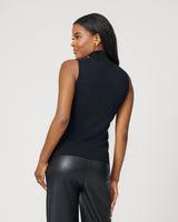 Illusion Neck Sleeveless Top with Bow Trim