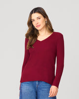 V-Neck Rib Tunic Sweater