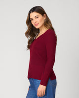 V-Neck Rib Tunic Sweater