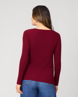V-Neck Rib Tunic Sweater