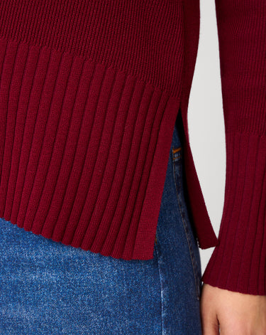 V-Neck Rib Tunic Sweater