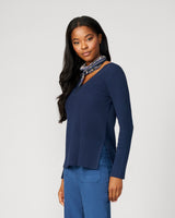 V-Neck Rib Tunic Sweater