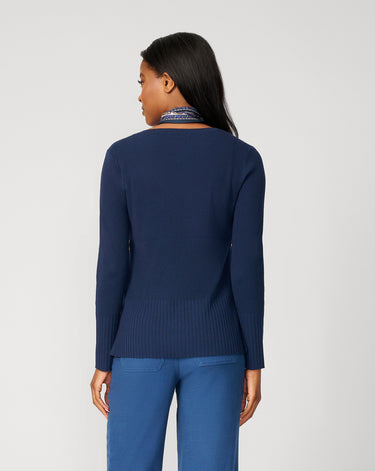 V-Neck Rib Tunic Sweater