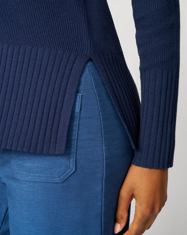 V-Neck Rib Tunic Sweater