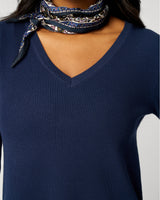 V-Neck Rib Tunic Sweater