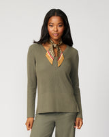 V-Neck Rib Tunic Sweater