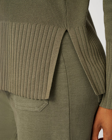 V-Neck Rib Tunic Sweater