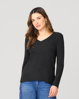 V-Neck Rib Tunic Sweater