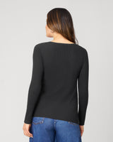 V-Neck Rib Tunic Sweater