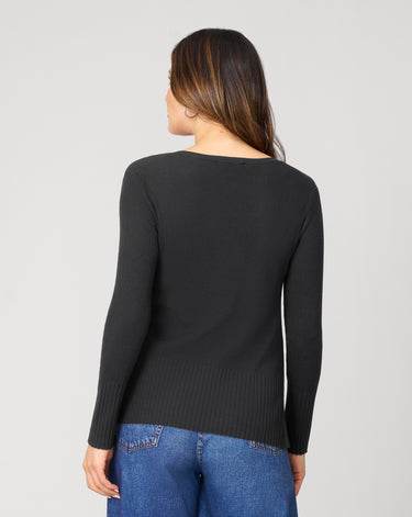 V-Neck Rib Tunic Sweater